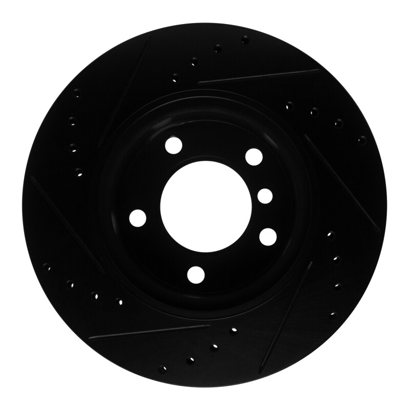 BMW 120i Brake Rotor (1) - Front Right - R1 Concepts - Drilled & Slotted - Black - `05-`07